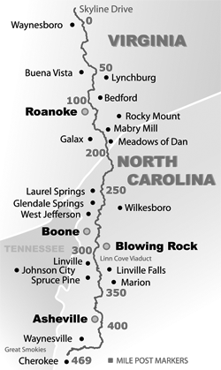 Simple Blue Ridge Parkway Map